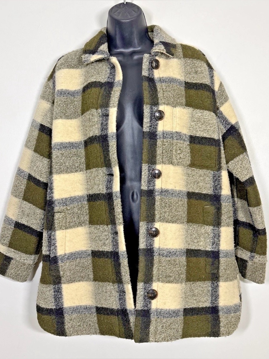 Madewell Womens Xs Jacket Shacket Thick Heavy Warm Jacket Cassel Plaid Belrose